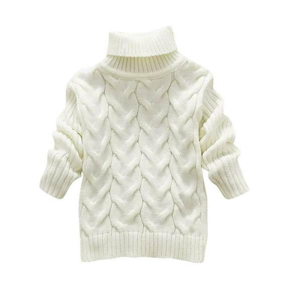 JDEFEG Petite Lined Hoodie Toddler Boys Girls Children's Winter Sweater Solid Color Turtleneck Knitted Top Stretch Shirt for Babys Clothes Junior Sweaters for Teen Girls Cotton Blend White 18