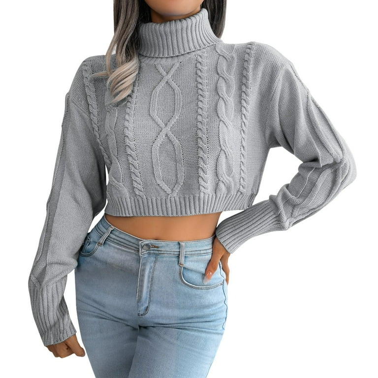 Twist High Neck Collar Short Sweaters Twist High Neck Collar Short Sweaters