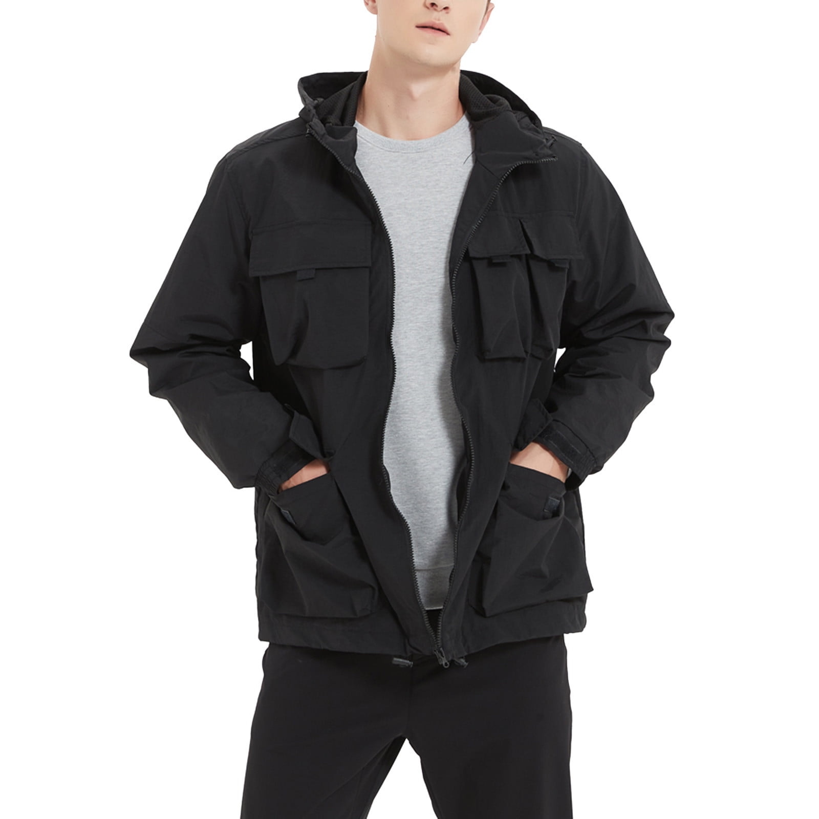 JDEFEG Pickpocket Proof Jacket Mens Autumn Fashion Casual Loose Solid