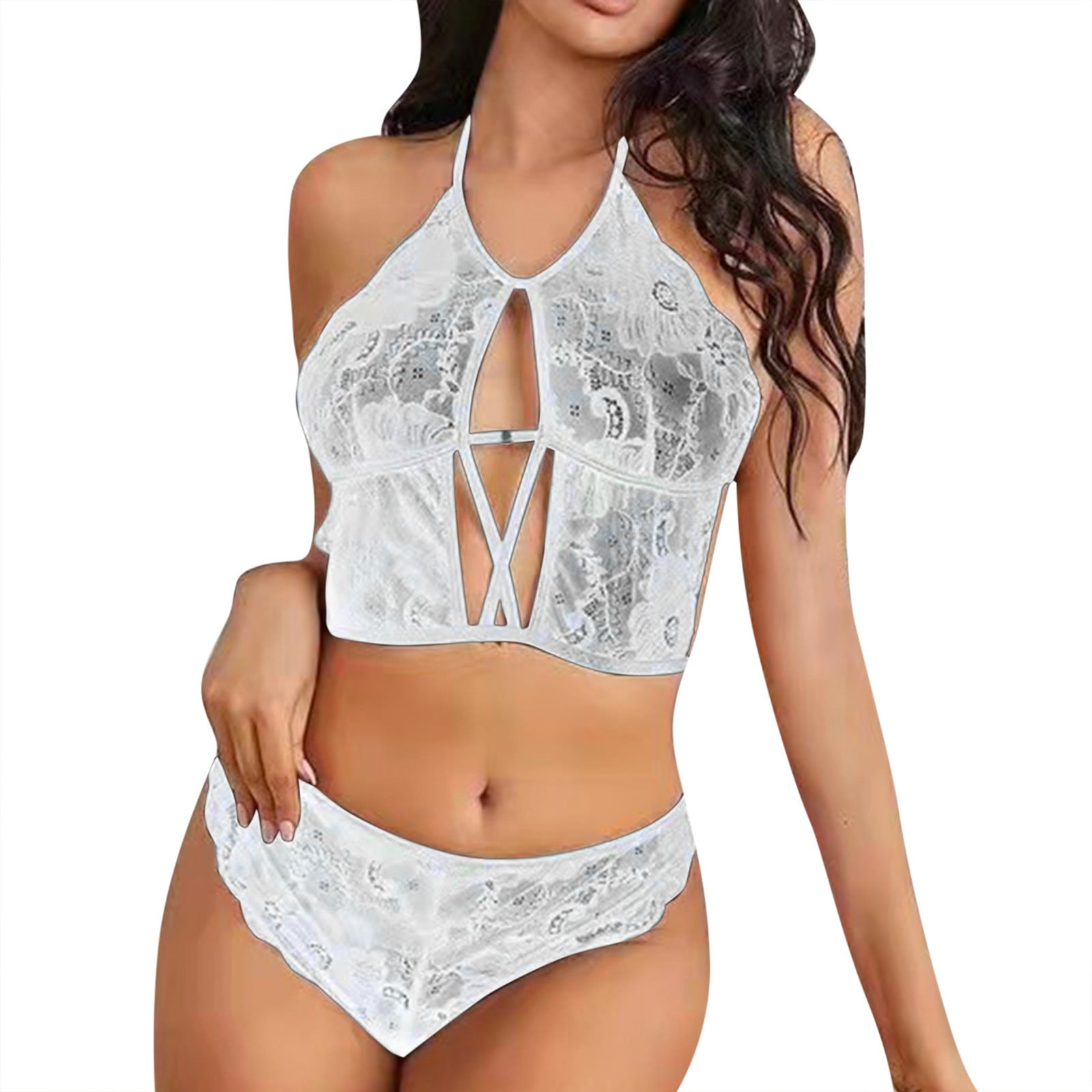 JDEFEG Pin Up Lingerie for Women Plus Size Women's Lace Blouse Underwear  Suit Adjustable Lacing Midriff Back Lingerie Night Bras for Women Sleeping