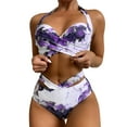 thumbnail image 1 of JDEFEG Plus Size Retro High Wrap Front Halter Top Shorts Swimsuit Polyester Purple (Women), 1 of 9