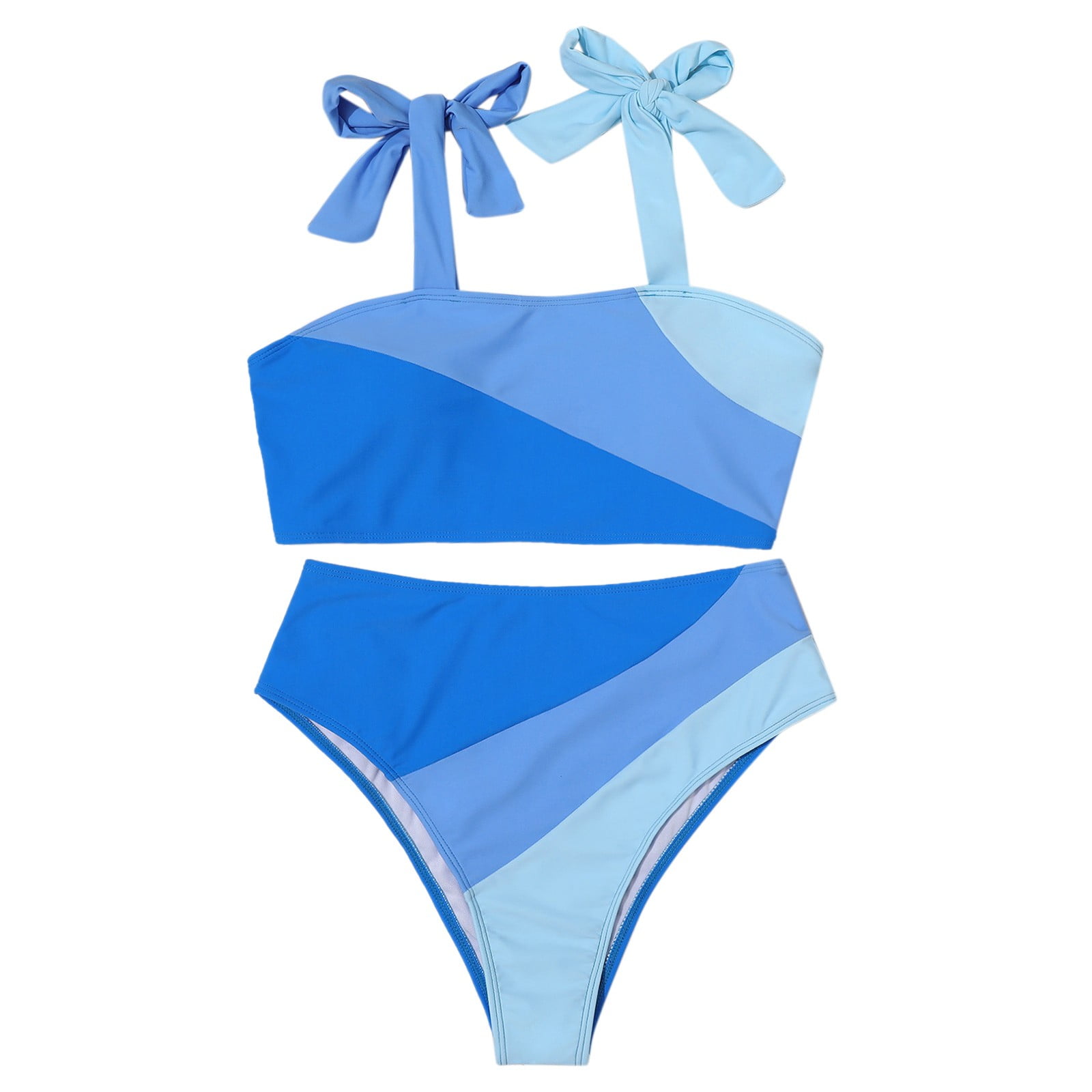 JDEFEG Plus Size Sunflower Swimsuit Women Bikini Set Solid Corlor Two Piece Beach Wear Hot