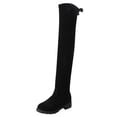 thumbnail image 1 of JDEFEG Slim Fit Womens Knee High Boots Lace up Over The Knee Boots with Plush Inner Layer Winter Round Toe Elastic Square Heel Slim Black Boots for Women Black Size 40, 1 of 8