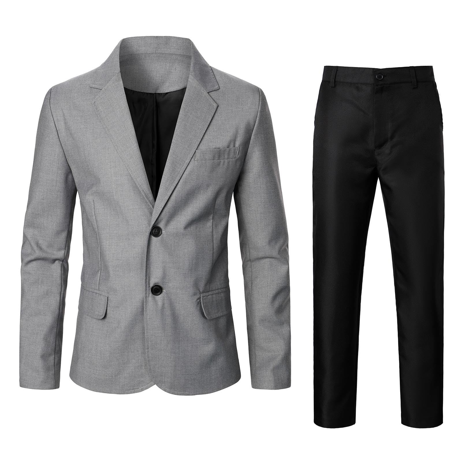 Charcoal Gray Men's European Skinny Pants Slim-fit 2 Piece Suits - Two piece Business suits Suit