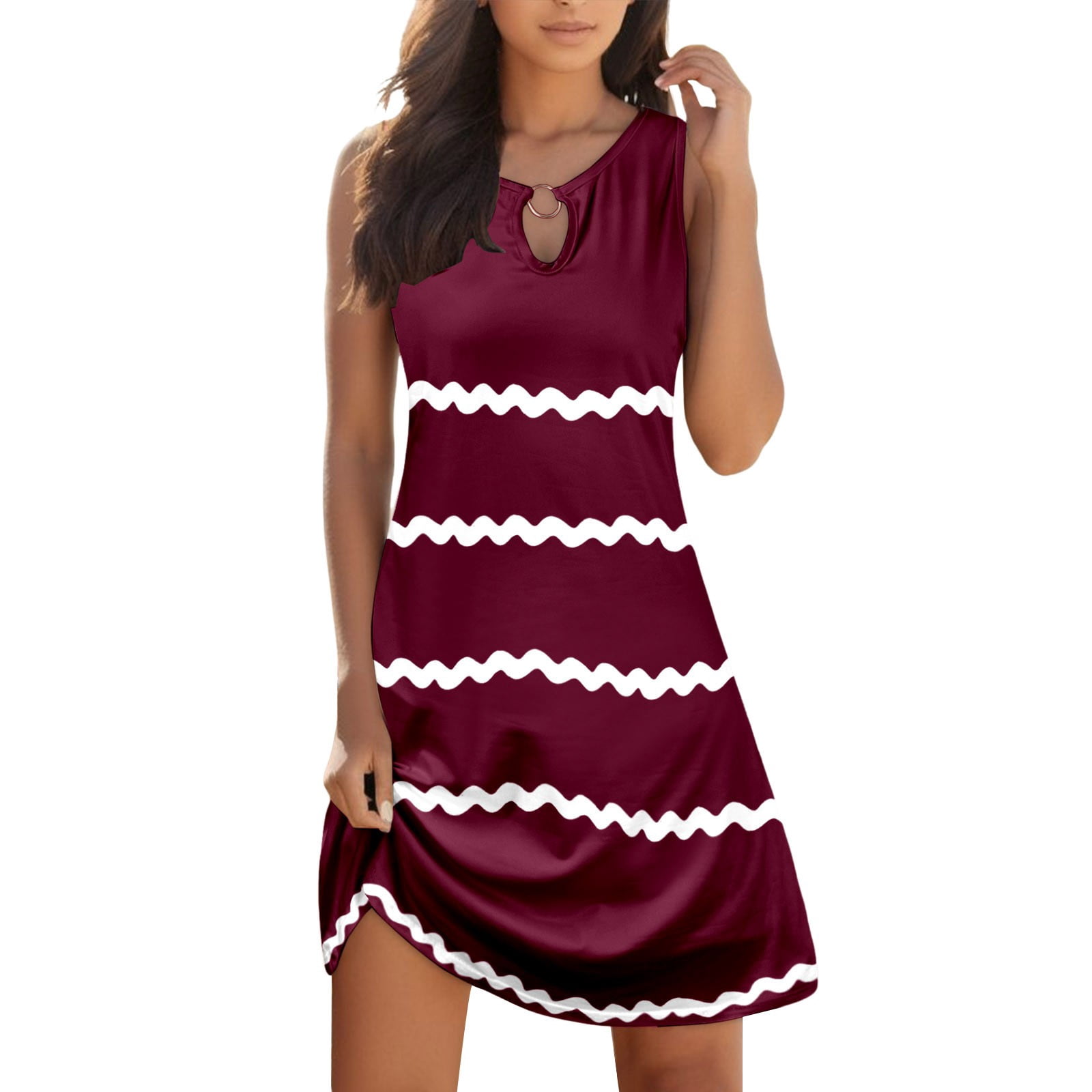 Hibshaby Women's Summer Mini Dress - Cotton Linen Sleeveless Tank Sundress, A-Line Casual Dress - View #5