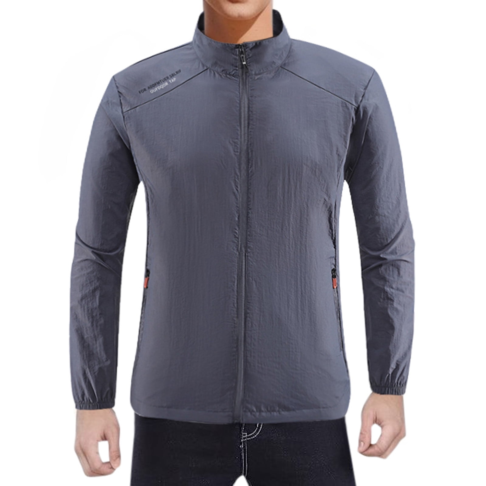 JDEFEG Summer Men s Lightweight Jackets Thin Ice Silk Breathable Coat Large Size Anti Sun Fishing Sport Jackets for Men Gy2 Size Xl Walmart