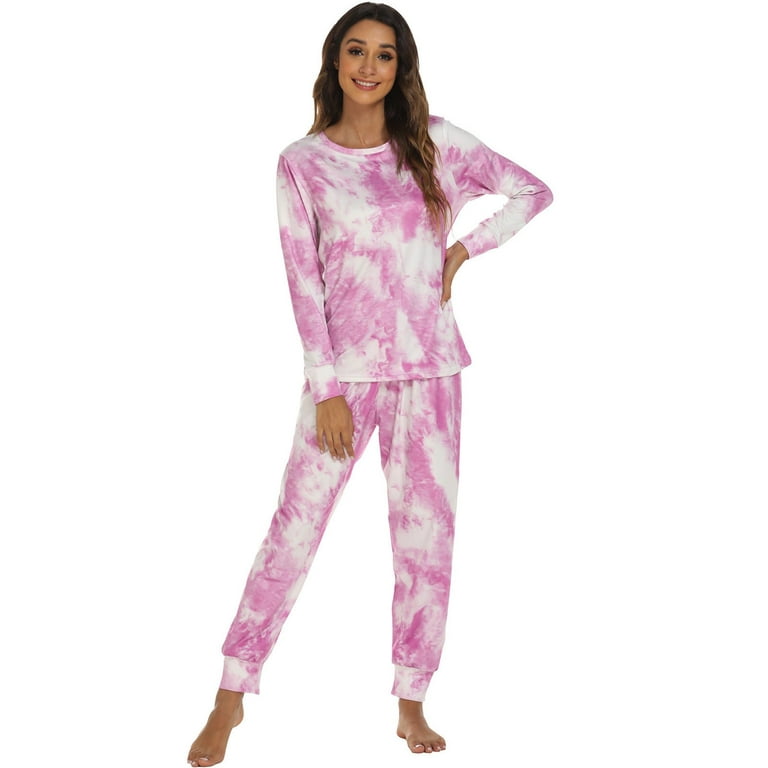 JDEFEG Support Nightgown Women Pajama Printing Sets Long Sleeve Button Down  Sleepwear Nightwear Soft Pjs Sets Sleepwear for Elderly Women Satin Pink L