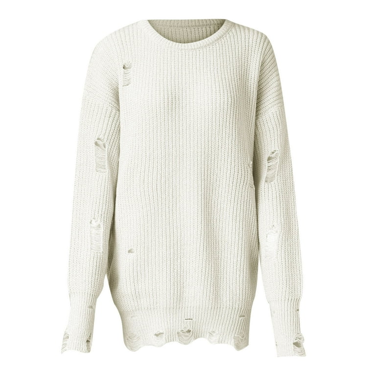 White ripped sweater hotsell