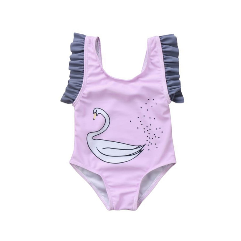 JDEFEG Swimsuits for 12 Year Old Girls Ruffle Print Swimsuit Swan ...