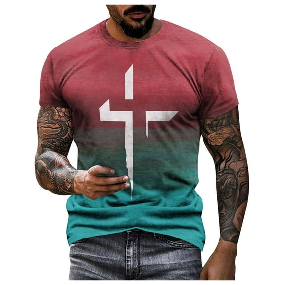 JDEFEG T Shirts for Men Regular-Fit Mens Fashion Casual Short Sleeve Pullover T Shirt Printed Top Big and Tall Sweatshirts for Men Gym Active T Shirt Hot Pink Size M