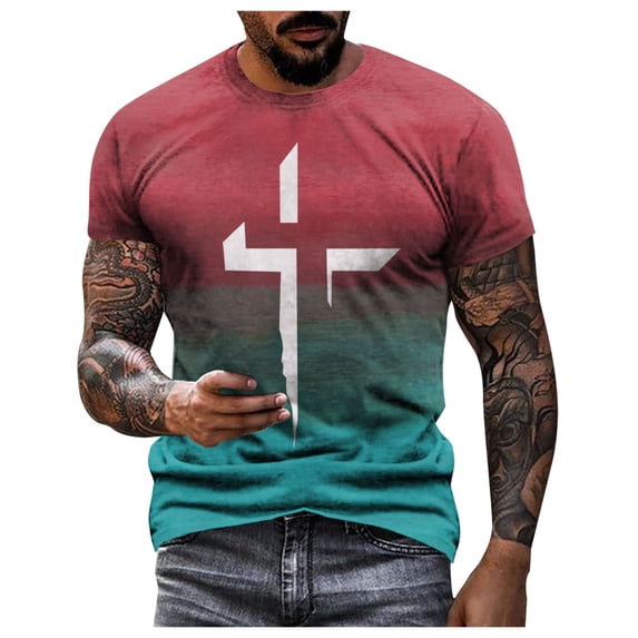 JDEFEG T Shirts for Men Regular-Fit Mens Fashion Casual Short Sleeve Pullover T Shirt Printed Top Big and Tall Sweatshirts for Men Gym Active T Shirt Hot Pink Size M