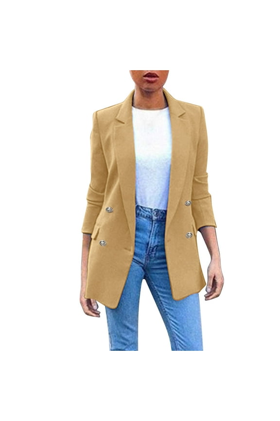 Tan Short Trench Coat Womens Casual Pocket Office Blazer Draped Front Cardigan Jacket Work Suit Womens Hooded Long Wool Coat Cotton Khaki Xxl