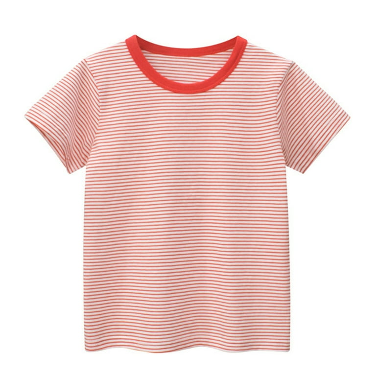 JDEFEG Thermal Toddler Boy Toddler Kids Baby Boys Girls Striped Short  Sleeve Crewneck T Shirts Tops Tee Clothes for Children Full Sleeve Toddler  Shirt Cotton Red 110 