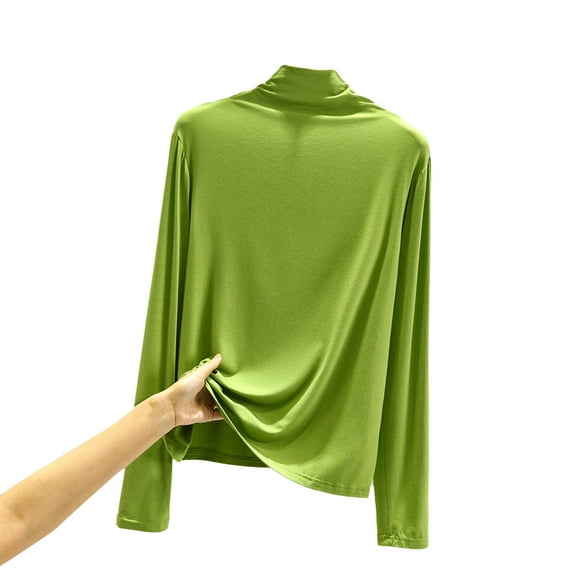 JDEFEG Thermal Underwear Thermal Woman Women Casual Turtleneck Solid Color Tight Warm Fit Long Sleeve Bottoming Shirt Top Lined Leggings Women Polyester Silver Xl