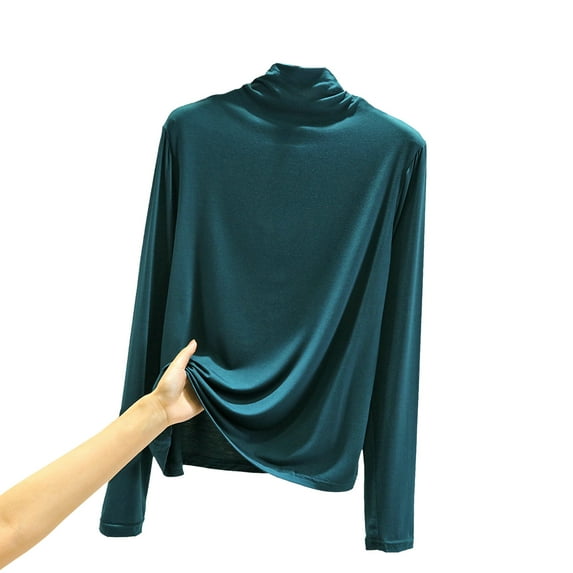 JDEFEG Thermal Underwear Thermal Woman Women Casual Turtleneck Solid Color Tight Warm Fit Long Sleeve Bottoming Shirt Top Lined Leggings Women Polyester Red Xxl