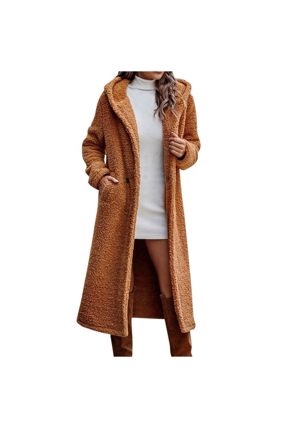 Things For Mom Women Coats Hooded Winter Coat Oversized Warm Outerwear Open Front Long Cardigan Overcoat Jacket Teal Jacket Polyester Gold L