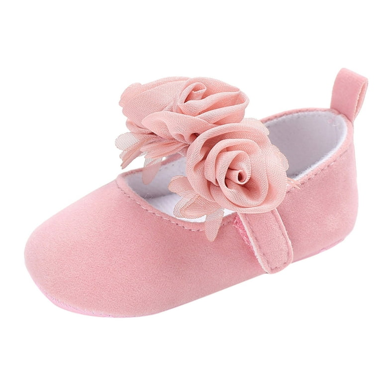 JDEFEG Toddler Boy Shoes 6 Children Baby Casual Shoes Floor Sports Shoes  Flat Soles Lightweight Soft Comfortable Solid Color Hook Loop Flowers 2  Year Old Shoes Girl Suede Pink 13 