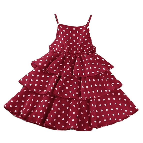 JDEFEG Toddler Girls Sleeveless Prints Dress Dance Party Dresses Clothes Flower Girl Dresses for Wedding Kindergarten Graduation Dress Red Size 140