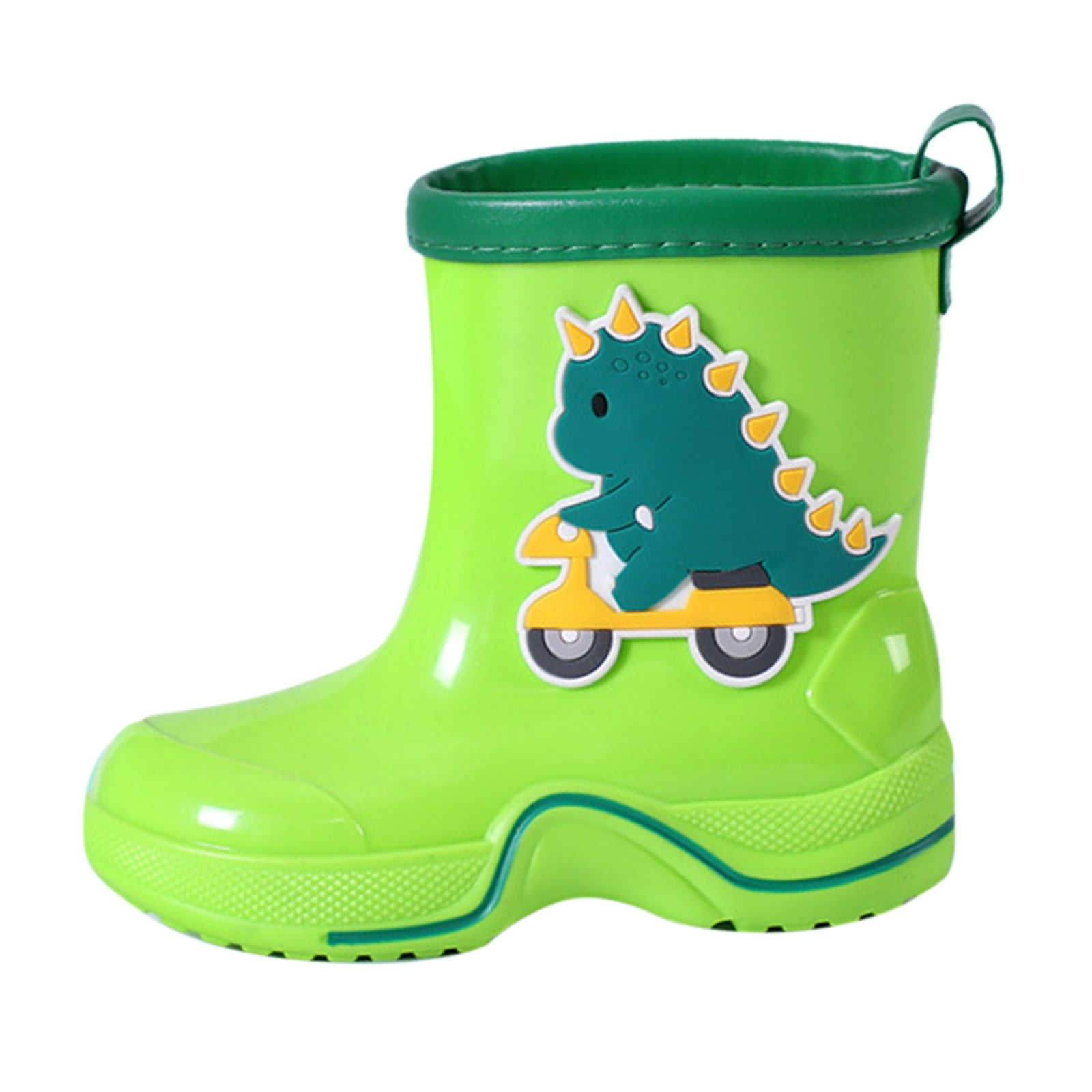 JDEFEG Big Kids Mid Calf Boots Rain Boots Baby Colorful Cartoon