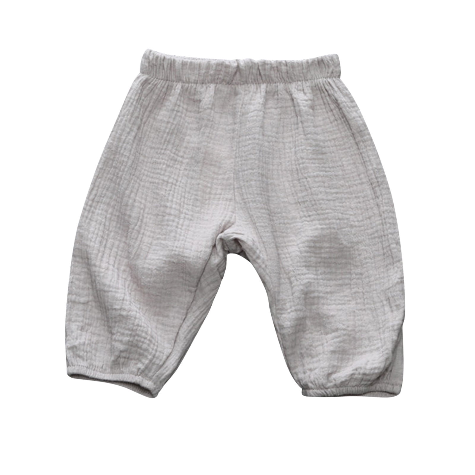 JDEFEG Tripe Pants Toddler Kids Baby Boy Girl Cotton Linen Elastic