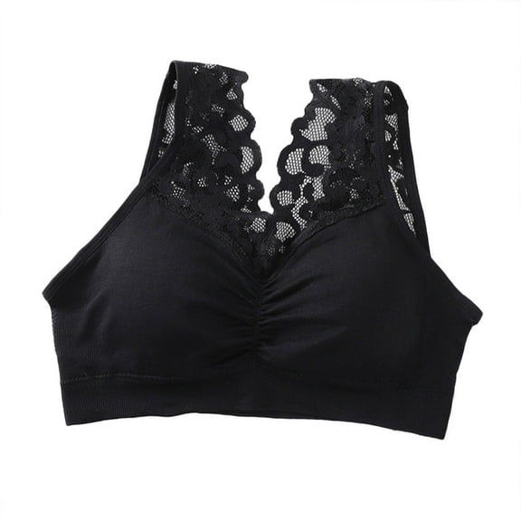 JDEFEG Underwear Women Workout Bra Women Lace Beautiful Back Bra Skin Friendly Breathable Sleeping Underwear Bra Womens Underwear Nylon,Spandex Black