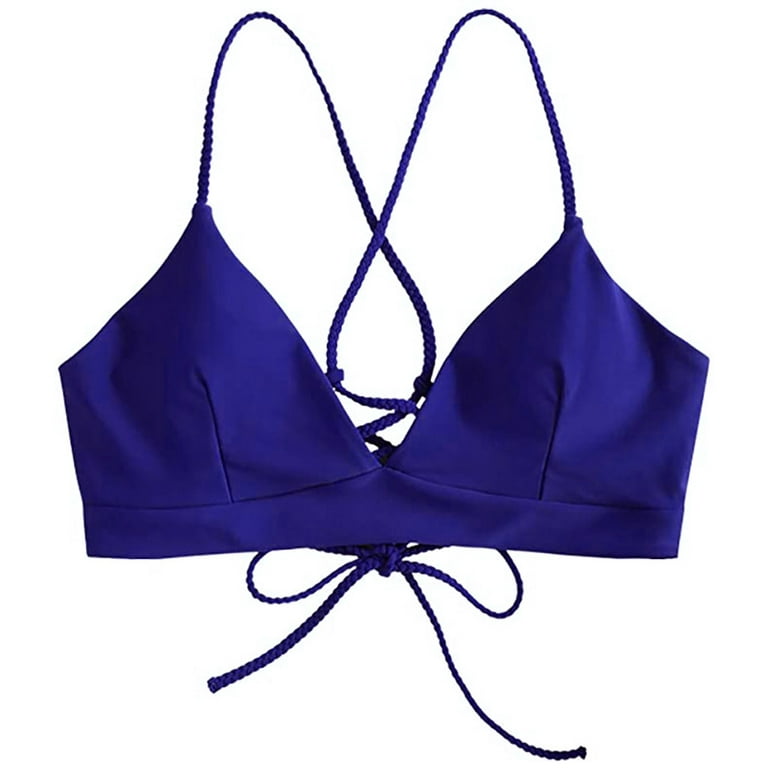 JDEFEG Water Aerobics Swimsuits Swimsuit Bra Bikini Beachwear Push-Up  Bandage Women Swimwear Tops Padded Swimwears Set Bathing Suit Women Blue L  