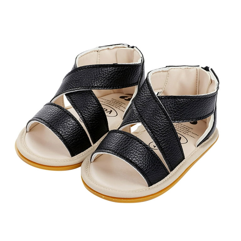 JDEFEG Wide Toddler Sandals Boys Girls Open Toe Solid Shoes First