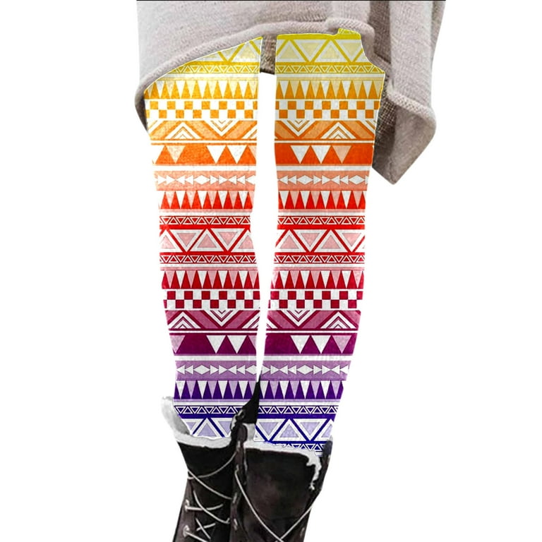 JDEFEG Women Fashion Clothes Women Autumn and Winter Retro Ethnic Stripe  Print Winter Low Waist Leggings Snakeskin Leggings and Top Polyester Brown  Xl 