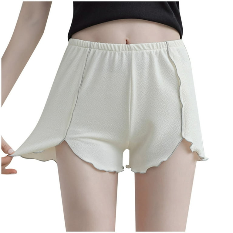 JDEFEG Women Panties Chub Rub Shorts Casual Solid Fashion Shorts Underwear  Slim Stretchy Women Pants Cotton Slip Women Underwear Spandex Beige M