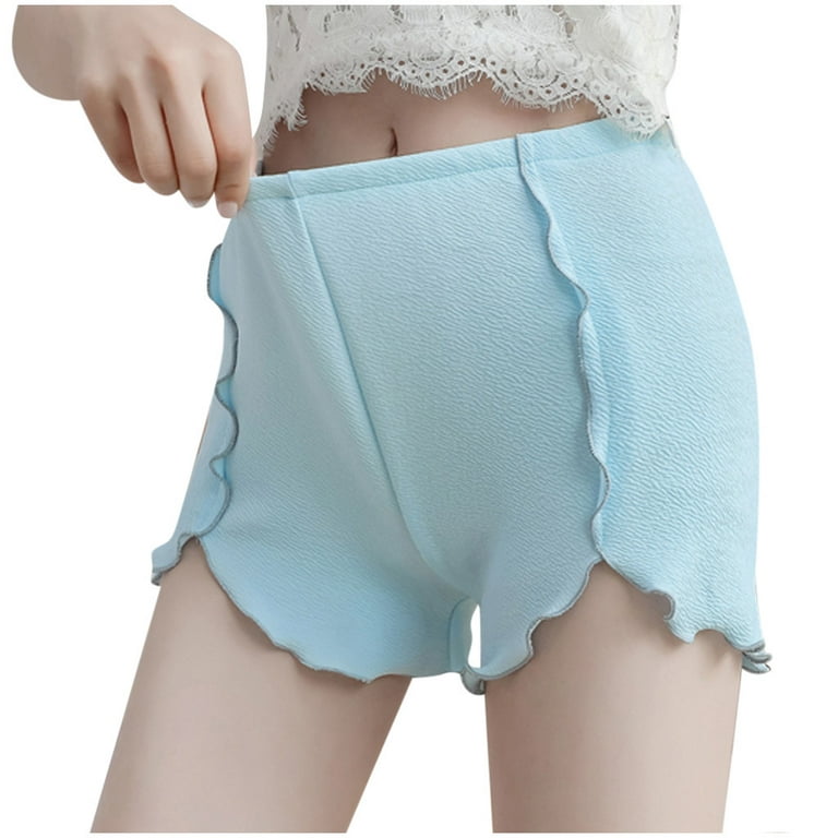 JDEFEG Women Panties Chub Rub Shorts Casual Solid Fashion Shorts Underwear  Slim Stretchy Women Pants Cotton Slip Women Underwear Spandex Blue M