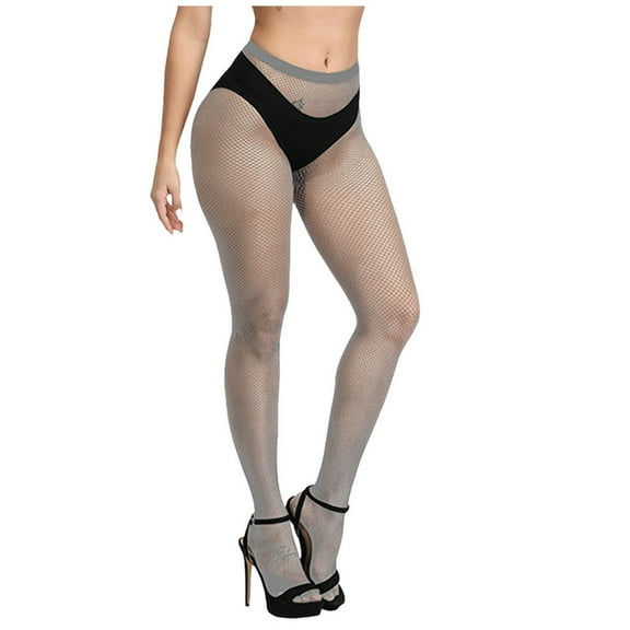 JDEFEG Women's Fishnets Sexy Sheer Control Top Tights Pantyhose Fashion Stockings Fishnet Stockings Elastic High Waist Thigh High Stockings Stockings Grey