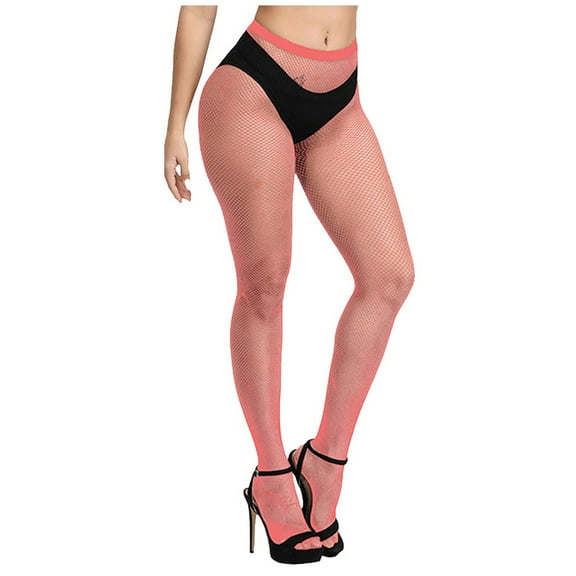 JDEFEG Women's Fishnets Sexy Sheer Control Top Tights Pantyhose Fashion Stockings Fishnet Stockings Elastic High Waist Thigh High Stockings Stockings Watermelon Red