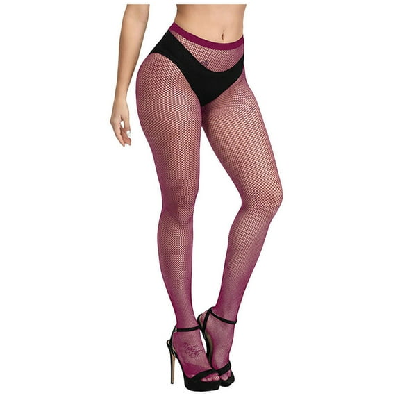 JDEFEG Women's Fishnets Sexy Sheer Control Top Tights Pantyhose Fashion Stockings Fishnet Stockings Elastic High Waist Thigh High Stockings Stockings Wine