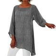 thumbnail image 1 of JDEFEG Women's Long Sleeve T Shirts Women Plus Size Long Sleeve Irregular Hem Linen Blouse Shirt Ladies Summer Tunic Tops Short Sleeve Shirts for Women Cotton Grey L, 1 of 5