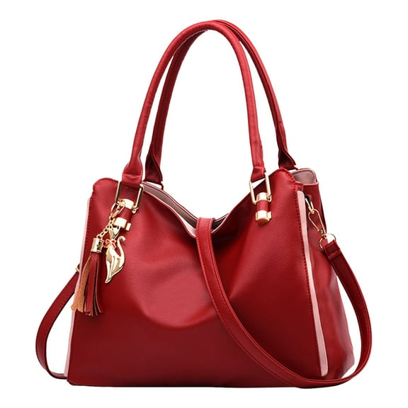 JDEFEG Women's Shoulder Bag Fashion Handbags Wallet Tote Bag Shoulder Bag Top Handle Satchel Purse Simple Women's Handbag Large Capacity Handbag Red