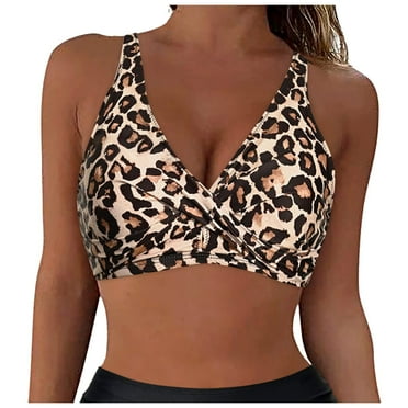 JDEFEG Womens Bathing Suits Activewear Women Lace up Swimwear Tops Underwire Full Coverage Bikini Top Push up Swim Crop Top Tie Back Bathing Suit Tops Brown Size Xxl