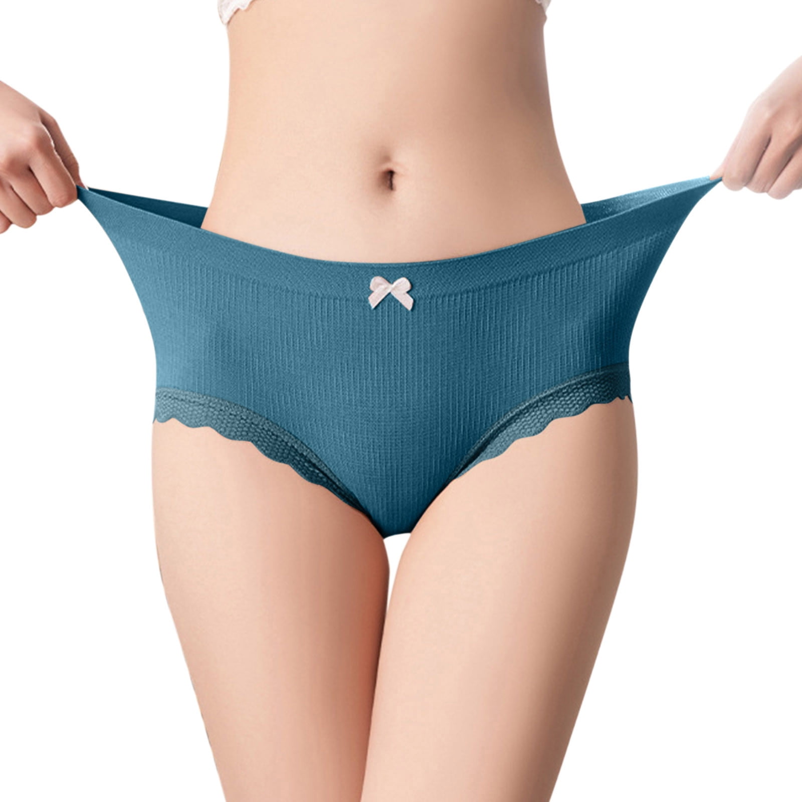 JNGSA Women's Underwear Mid Low Waist Full Briefs Breathable Ladies Regular  Plus Size Panties Seamless Elastic Sports T-pants Beige 8 Clearance 