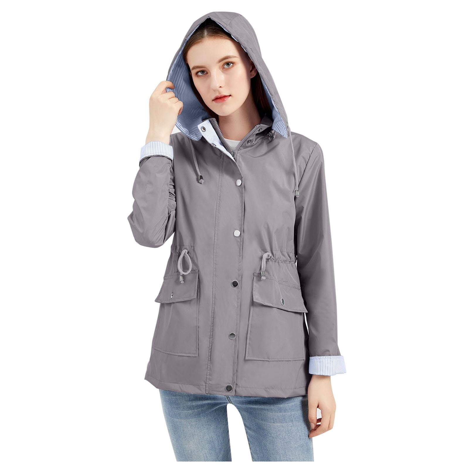 JDEFEG Womens Fashion Sweaters Women Removable Hood Drawstring