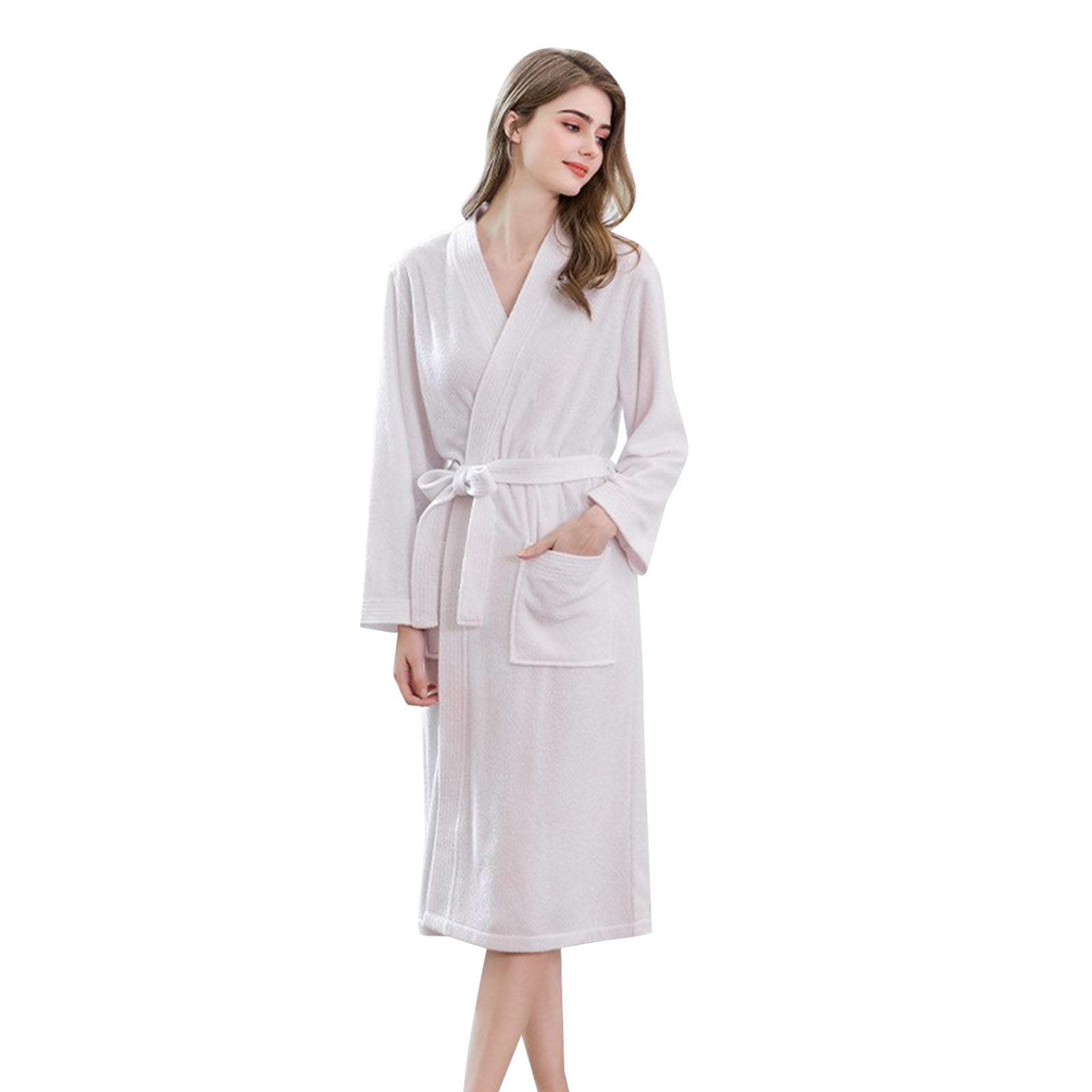 JDEFEG Womens Lightweight Robe Plus Size Womens Robe Soft Shawl Collar Bathrobe Plush Long Coat