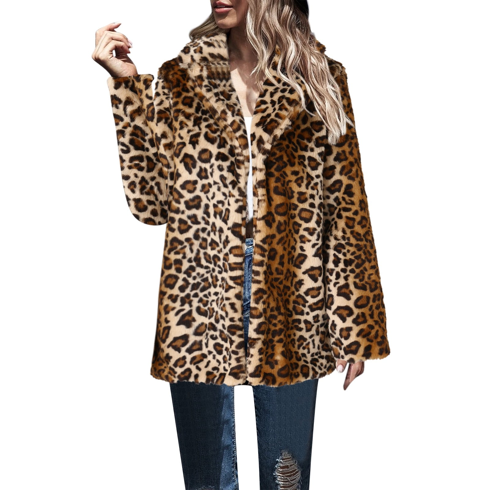 Petite leopard faux fur coat best sale