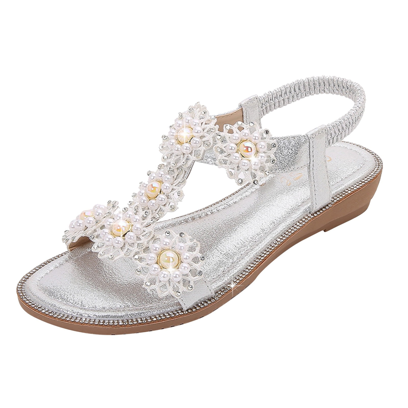Silver flat deals sandals size 9