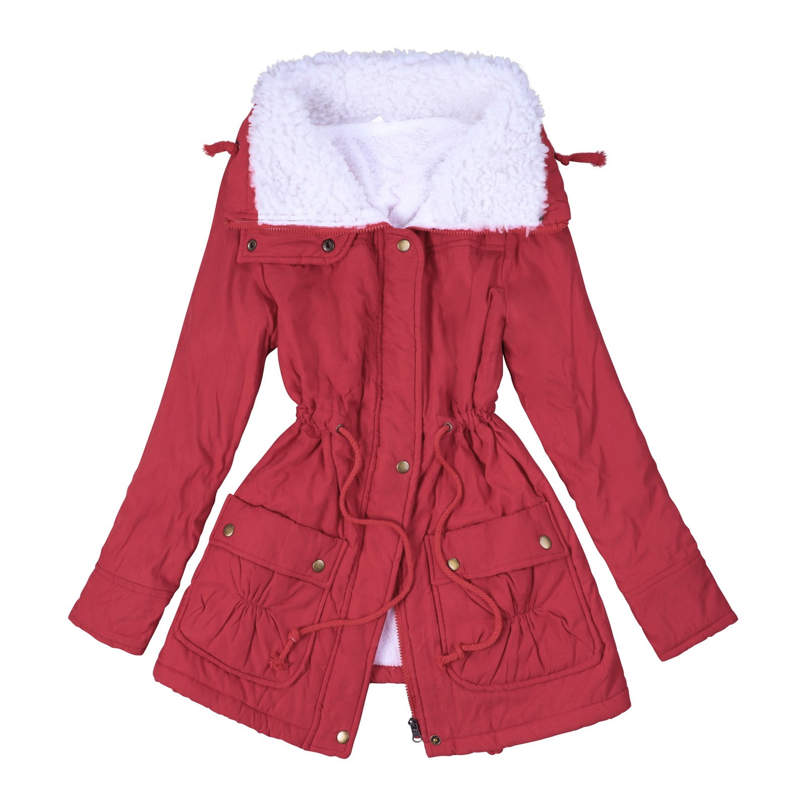 JDEFEG Wool Clothes 3X Women'S Winter Wear Mid Length Peach Skin Waist Thickened Warm Cotton