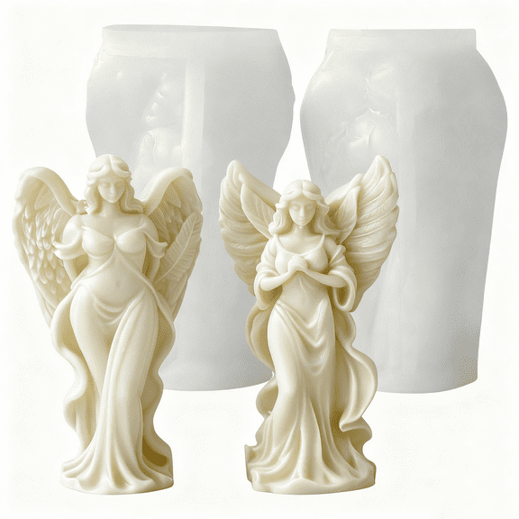 JDH 2PCS Angel Girl Resin Casting Molds - Preservation of Integrated Design Details Silicone 3D Angel Molds for Candle Plaster Ornament Making & Home Decor