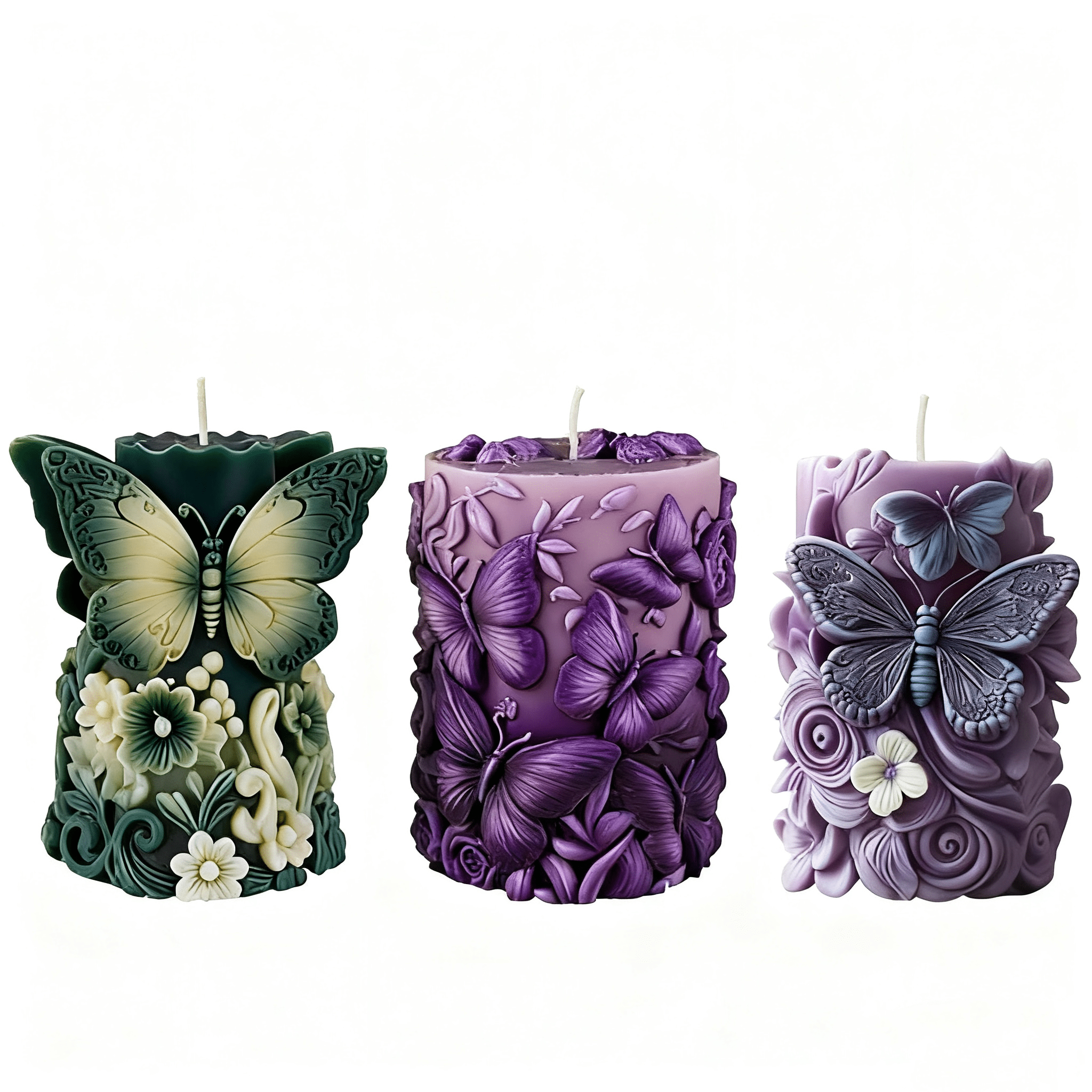 JDH 2PCS Butterfly Flower Cylinder Molds Silicone Wave Spiral Candle Mold - Silicone Resin Casting Molds for Candle & Resin & Soap Craft Supplies Home Decoration