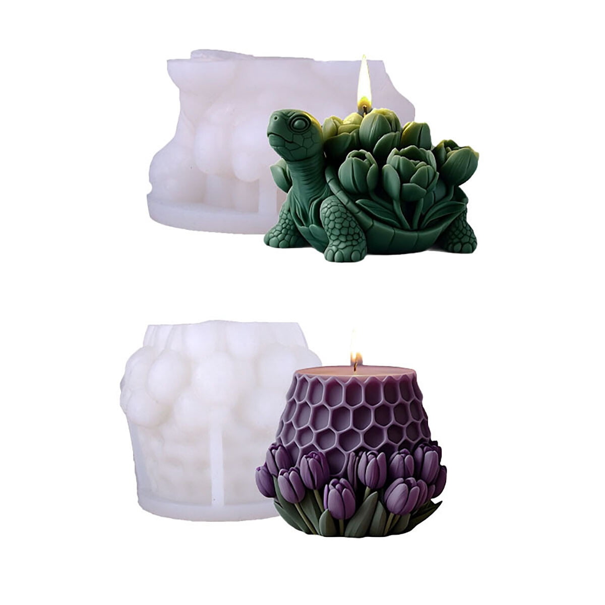 JDH 2PCS Geometric Tulip Cylinder Molds Silicone Wave Spiral Candle Mold - Silicone Resin Casting Molds for Candle & Resin & Soap Craft Supplies