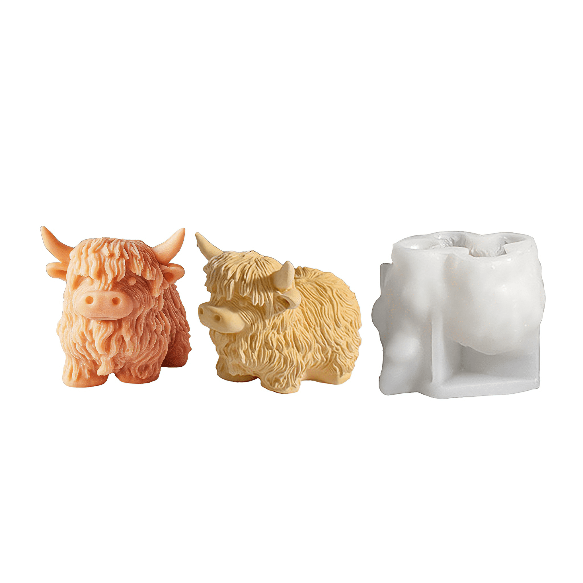 JDH 2PCS Highland Cow Shape Silicone Molds for Resin Candle Soap, 3D ...