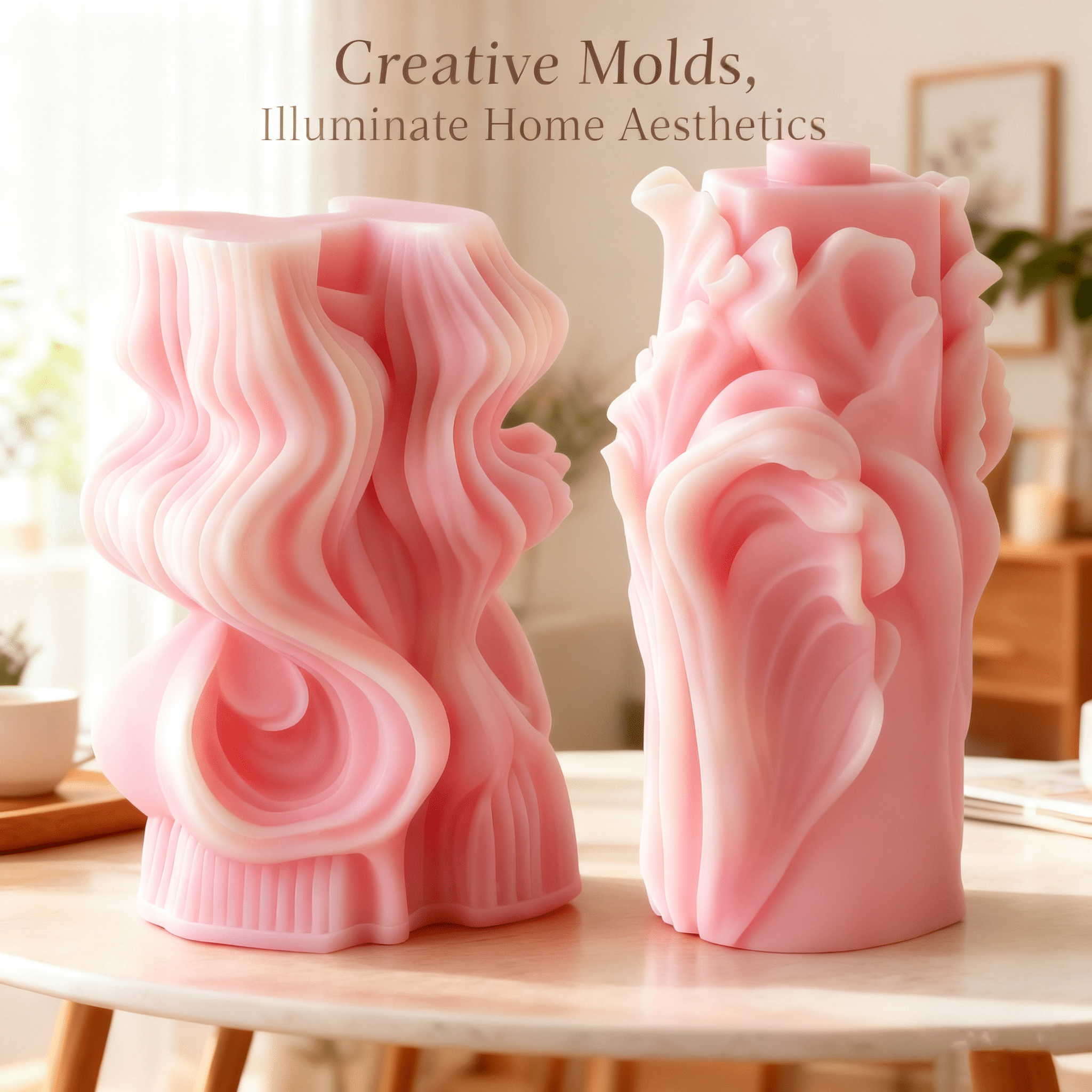 JDH 2PCS Spiral Wave Silicone Molds 3D Candle Homemade Aromatherapy Casting Resin Molds for Polymer Clay Craft Soap Flower Specimen Home Decor