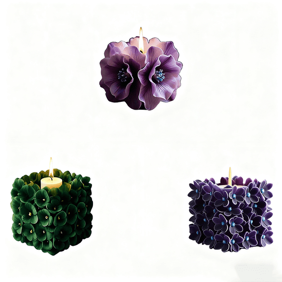 JDH 2PCS Square Flower Candle Mold - Silicone 3D Molds for Cake Baking & Home Decor - Home Decoration Resin Casting & Making Molds
