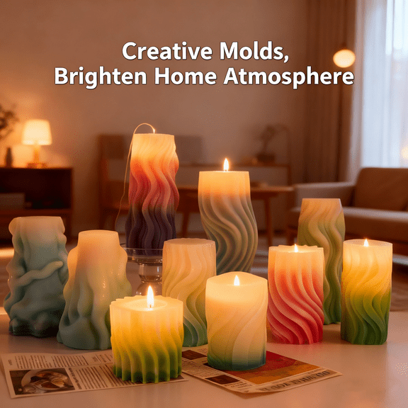 JDH 2PCS Streamlined Spiral Wave Silicone Molds 3D Candle Homemade Aromatherapy Casting Resin Molds for Polymer Clay Craft Soap Flower Specimen Home Decor