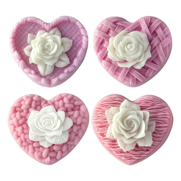 JDH 2PCS Weaving Love Rose Mold Valentine's Day Gift Handmade Love Rose Silicone Candle Mold DIY Cake Soap Gypsum Home Decoration